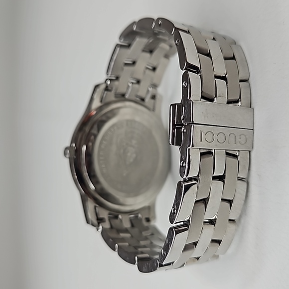 Authentic Gucci Watch 5500M Dial Quartz Silver  Gray Link Date Watch - Picture 5 of 14